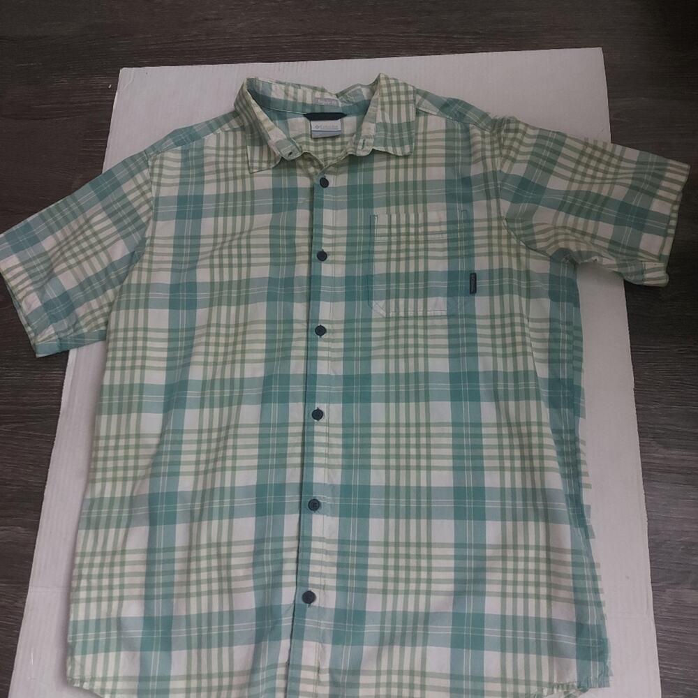 Columbia Plaid Short Sleeve Button Up Shirt L Academia Minimalist Grandpacore